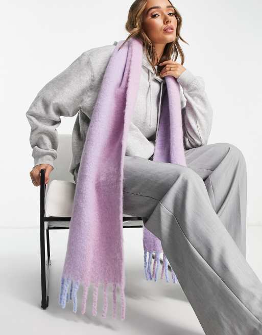 ASOS DESIGN - Pluizige sjaal met kwastjes in roze mix , 4 van 4