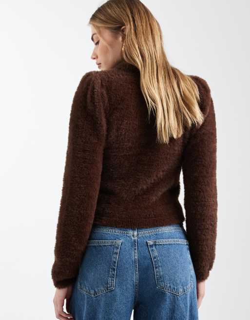 ASOS DESIGN - Pluizige top in chocoladebruin, 4 van 4