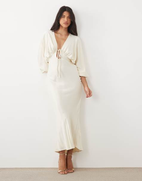 maxi dresses for short women Serena Multi Printed Dress The lightweight Storlek:Small Red Satin Flutter Sleeve shower