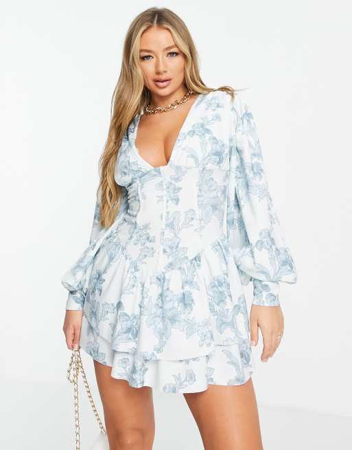 Asos blue hot sale and white dress