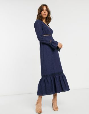 maxi navy dress with sleeves