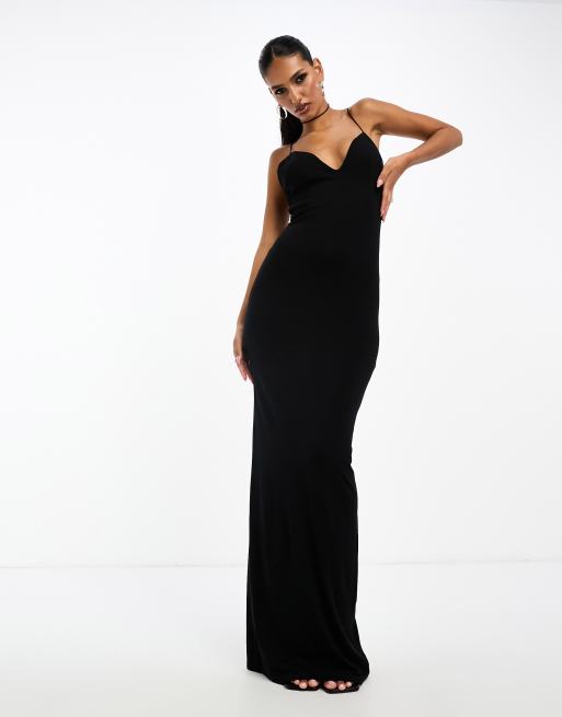 ASOS DESIGN plunge cami v neck maxi dress in black ASOS