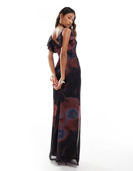 Plunge cowl neck design party dress shop