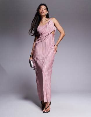 Asos Design Plunge Drape Plisse Maxi Dress