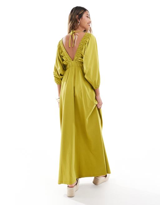 Asos design plunge tea maxi dress with pep hem hotsell