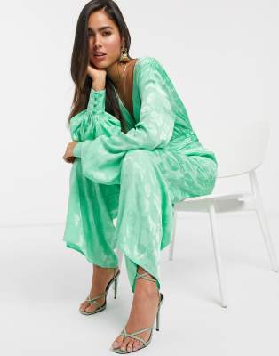 topshop green jacquard jumpsuit