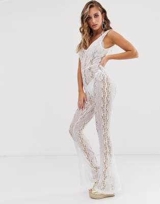 lace flare jumpsuit