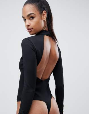 long sleeve open back swimsuit