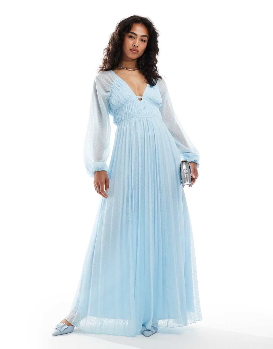 Pastel blue pleated dress