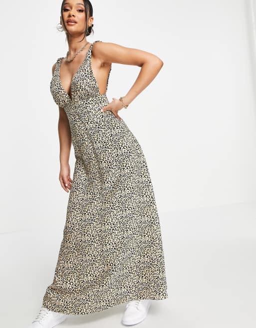 Asos leopard hot sale maxi dress