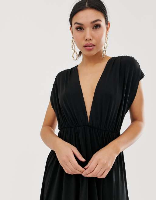 ASOS DESIGN plunge midi skater dress ASOS