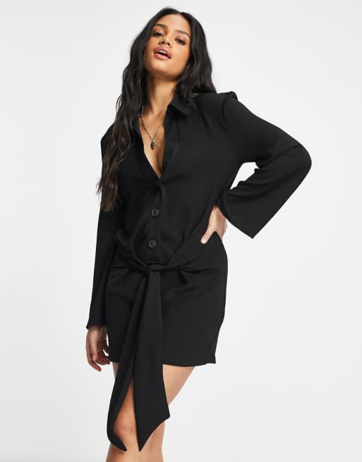 Tie front outlet shirt dress