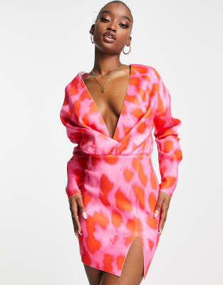 asos pink leopard dress