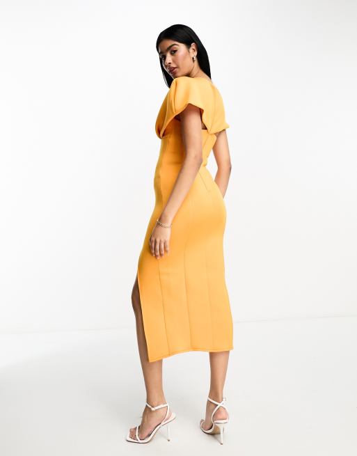 Asos yellow midi clearance dress