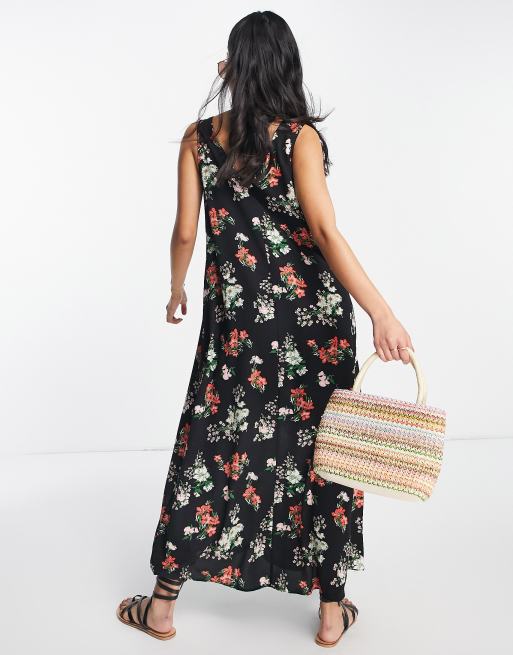 Asos black floral hot sale maxi dress