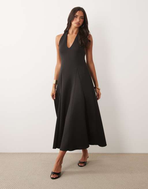 black cape midi dress Black Midi Dress