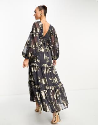 chinese dress ladies Katherine Maxi Dress  Cream & Rust Floral