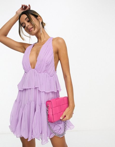 ASOS DESIGN one shoulder hotfix mini dress in pink blush