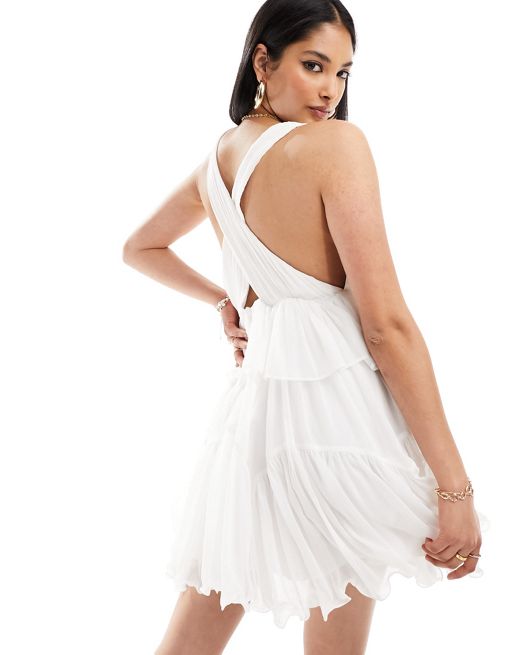 ASOS DESIGN bodycon mini polo dress with zip in white