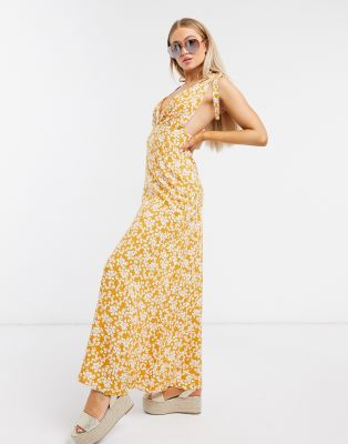 floral mustard maxi dress