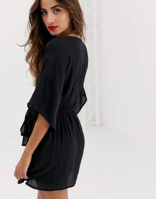 black swim cover up kimono