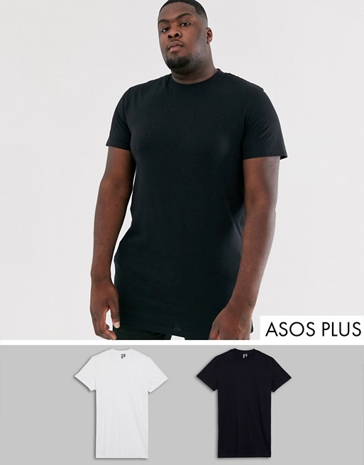 ASOS DESIGN Plus 2 pack super longline t-shirt with crew neck save