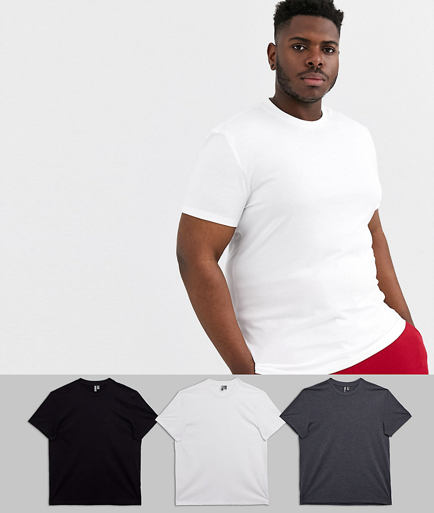ASOS DESIGN Plus 3 pack organic t-shirt with crew neck save-Multi