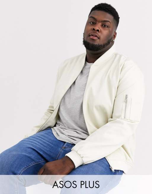 ASOS DESIGN Plus bomber jacket with MA1 pocket in stone