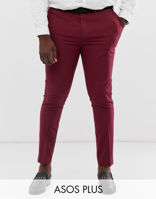 ASOS DESIGN Plus — Garnitur smokingowy o bardzo obcisłym kroju w kolorze burgundu, 3 z 3