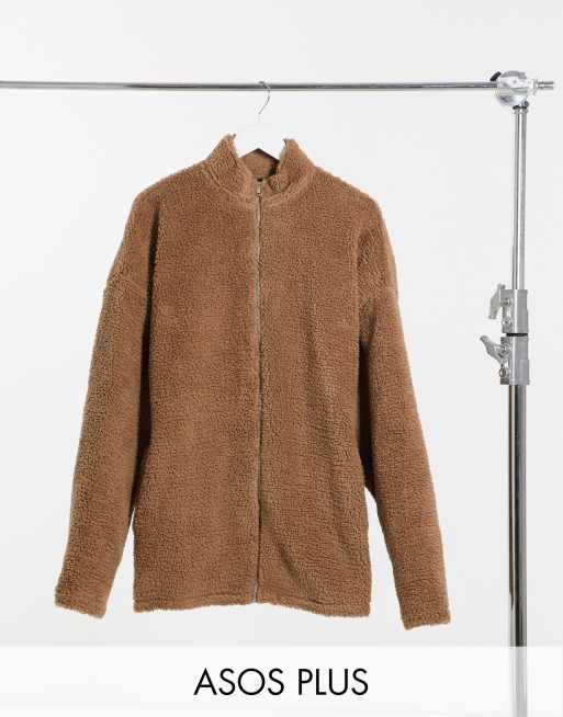 ASOS DESIGN – Plus – Brun teddyjacka med oversize- modell