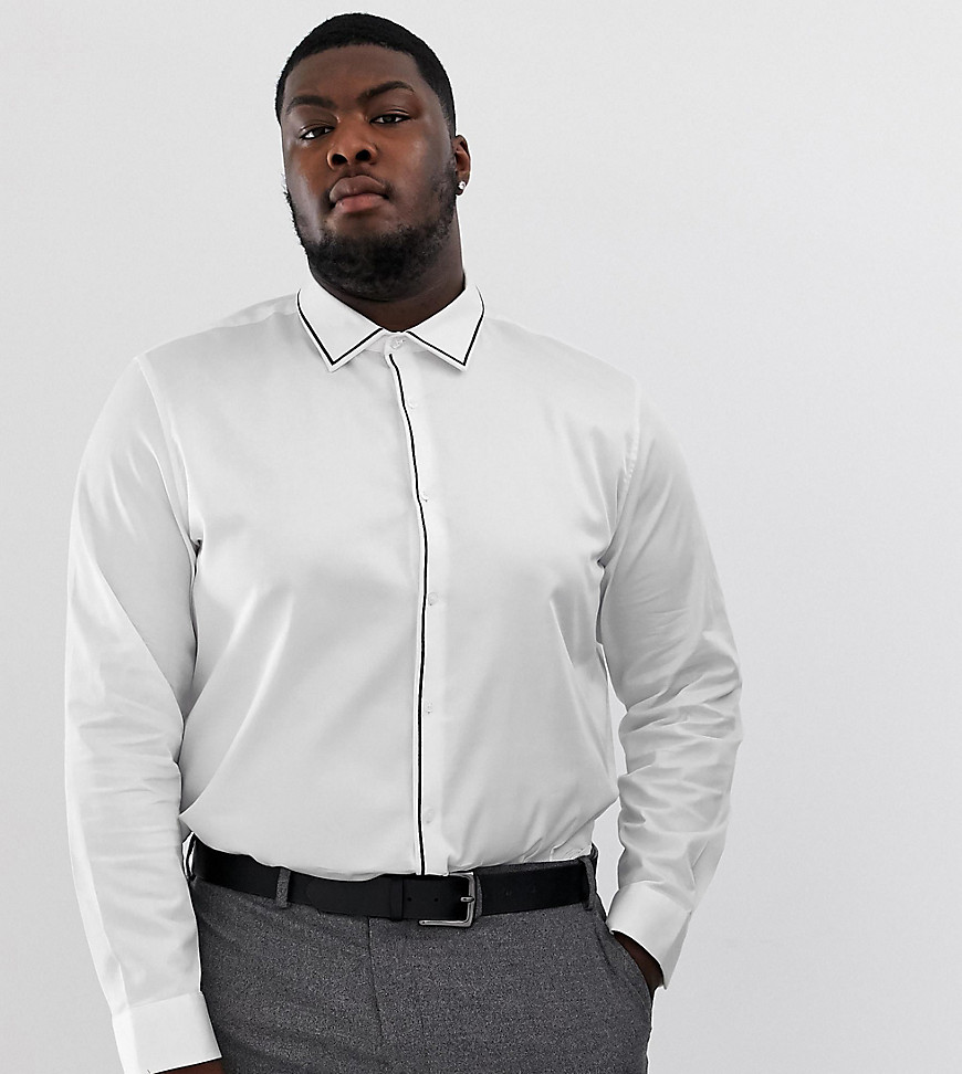 ASOS DESIGN Plus - Camicia bianca vestibilità classica con bordini neri-Bianco
