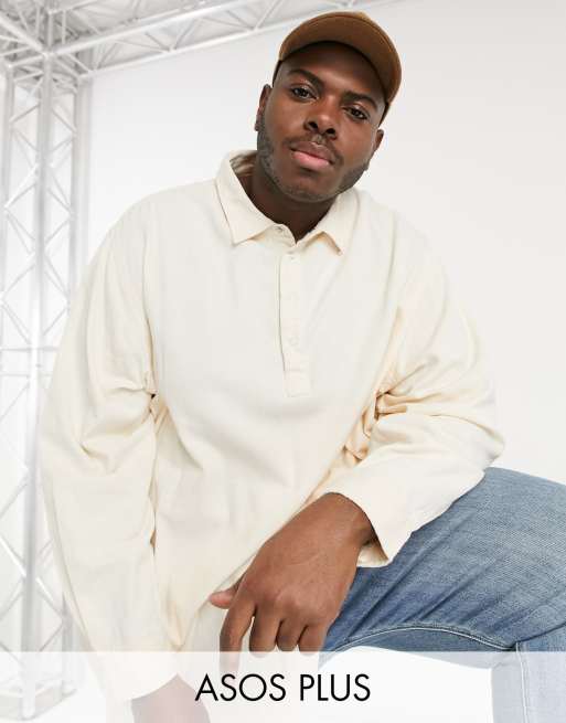 ASOS DESIGN Plus - Camicia overhead super oversize in twill color écru