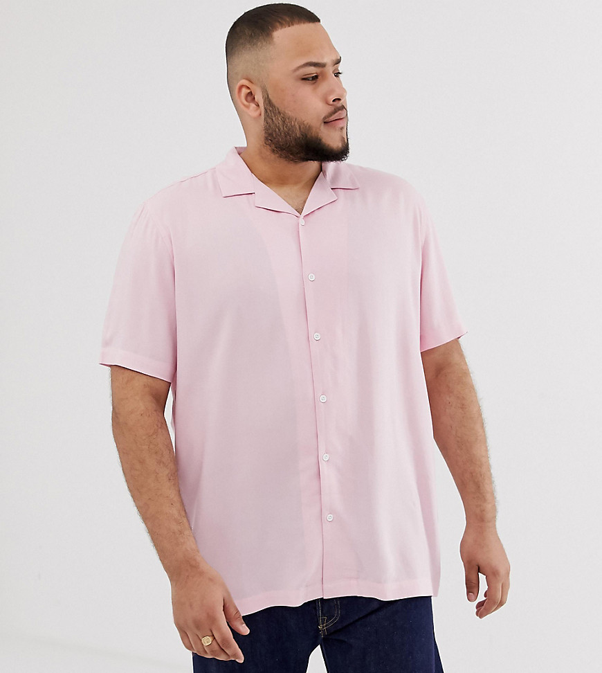 ASOS DESIGN Plus - Camicia rosa in viscosa vestibilità classica