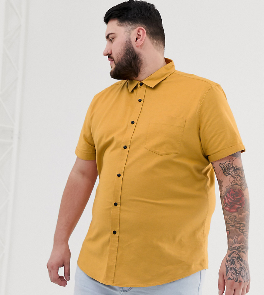ASOS DESIGN PLUS - Casual regular-fit Oxford overhemd in mosterdkleur-Geel