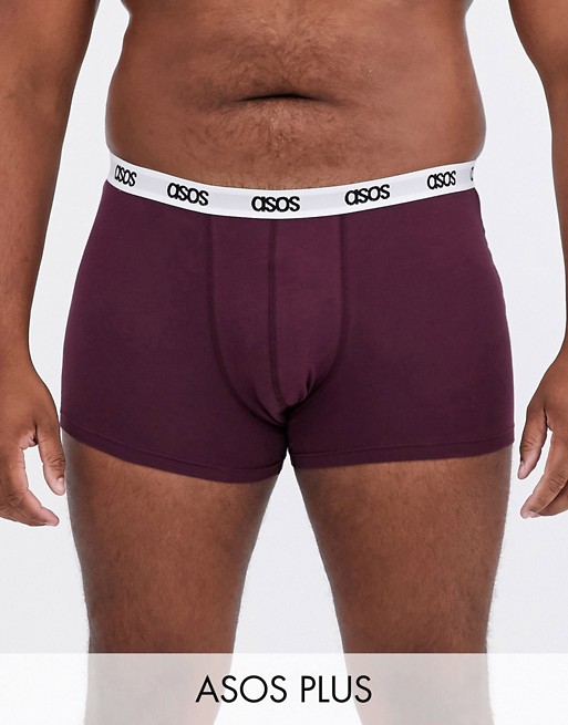 ASOS DESIGN Plus Christmas trunk in burgundy with noel back placement print