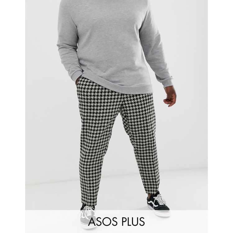 ASOS DESIGN cigarette pants with large dog tooth in gray