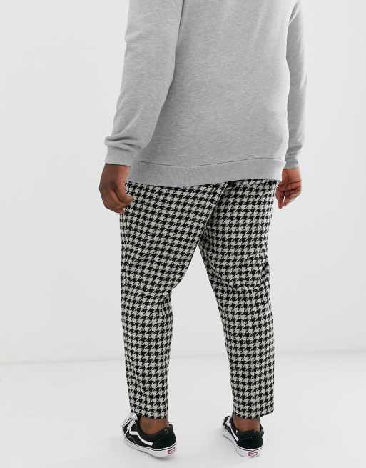 ASOS DESIGN cigarette pants with large dog tooth in gray