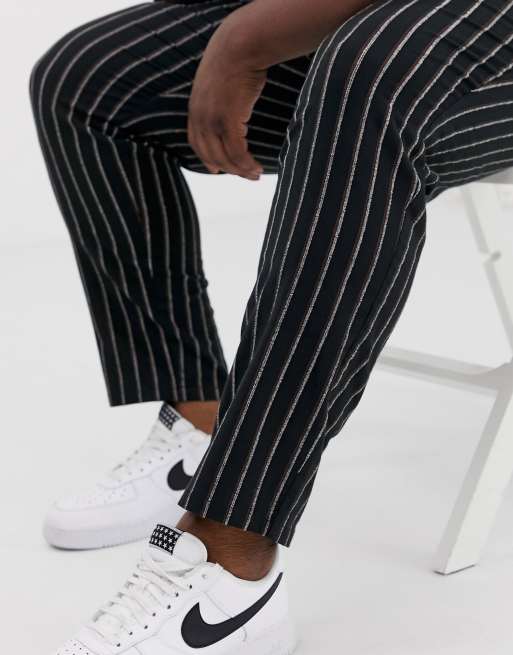 asos cigarette trousers ASOS DESIGN Plus cigarette trousers in textured stripe