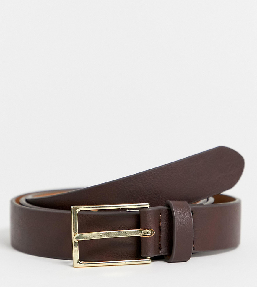 ASOS DESIGN plus - Cintura sottile elegante in ecopelle marrone