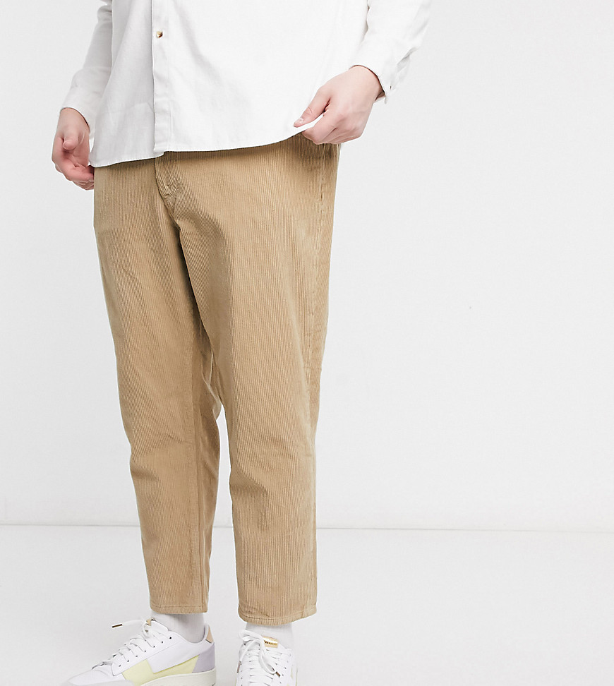 ASOS DESIGN Plus – Classic – Beigea jeans i obehandlad manchester-Sandfärgad
