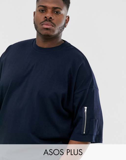 ASOS DESIGN Plus co-ord with MA1 pocket in navy, 2 of 3
