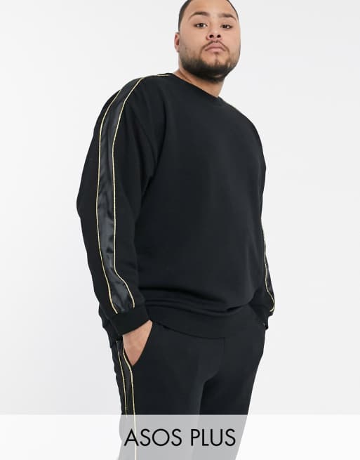 ASOS DESIGN two-piece plus with satin panels & gold piping , 2 of 3