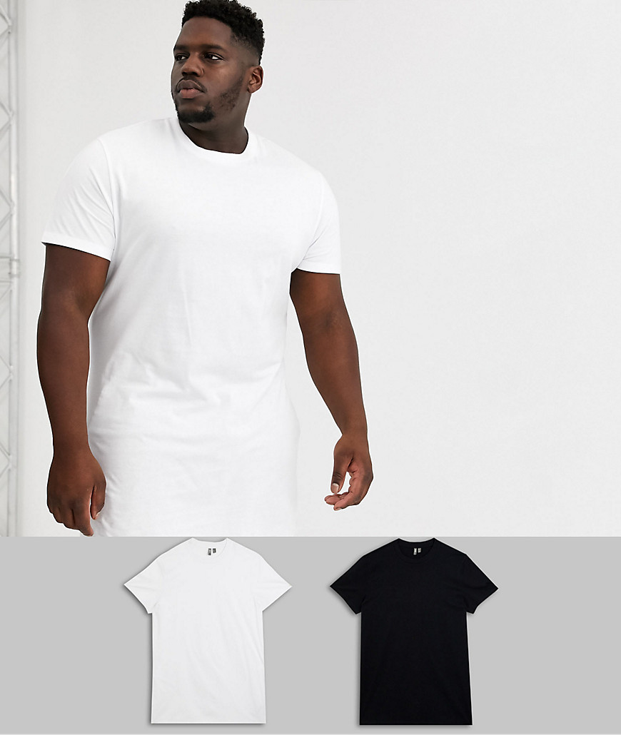 ASOS DESIGN Plus - Confezione da 2 T-shirt super lunghe - Risparmia-Multicolore