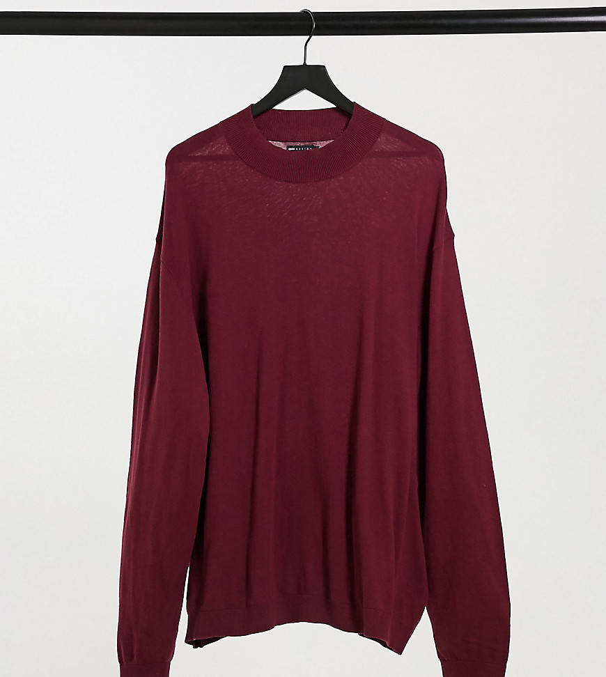 ASOS DESIGN Plus cotton sweater in burgundy-Red