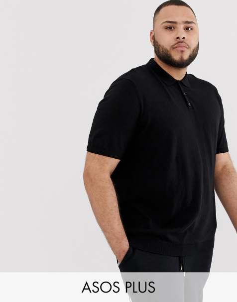 ASOS DESIGN – Plus – Czarna koszulka polo z dzianiny o kroju podkreślającym sylwetkę - view 1