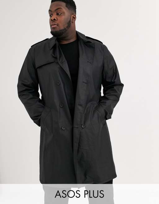 asos design shower resistant trench coat in black