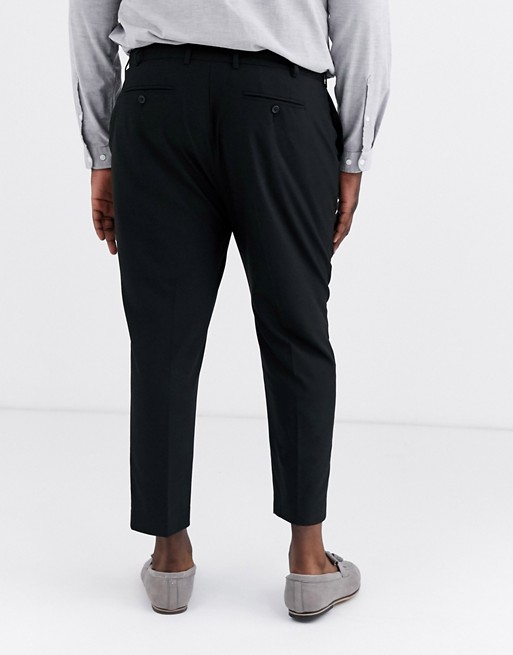 ASOS DESIGN Plus Eleganckie zwężane spodnie w kolorze czarnym TISL
