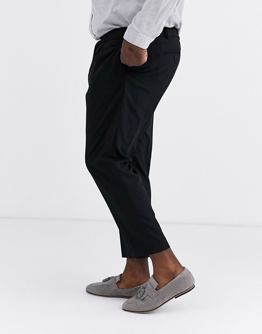 ASOS DESIGN Plus Eleganckie zwężane spodnie w kolorze czarnym TISL
