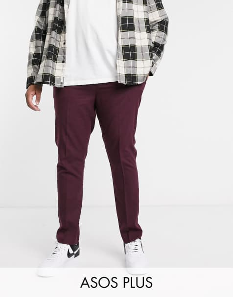 ASOS DESIGN Plus – Enge, elegante Hose in dunklem Burgunderrot - view 1