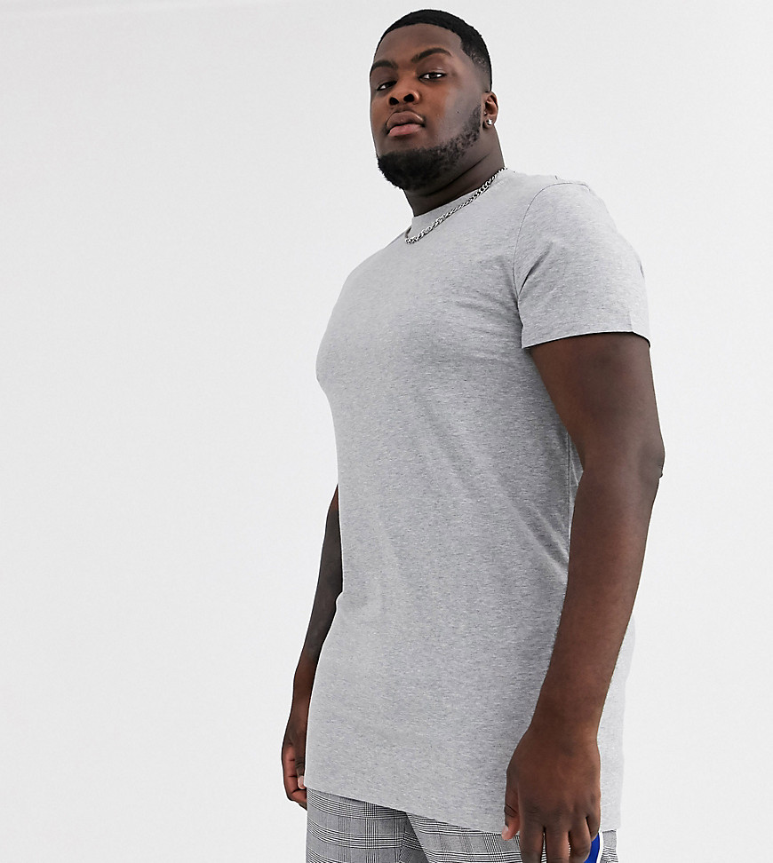 ASOS DESIGN Plus - Extra lang T-shirt in grijs